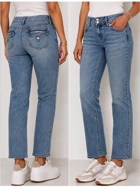 Hudson Straight Leg Midrise Flap Pocket Jeans